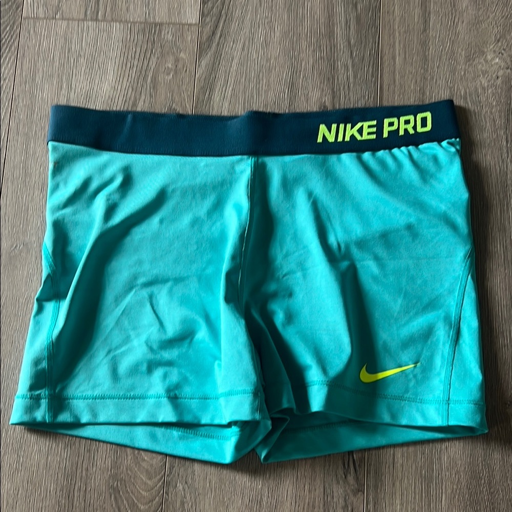Nike Pro Aqua Shorts with Lime Accents - size xl